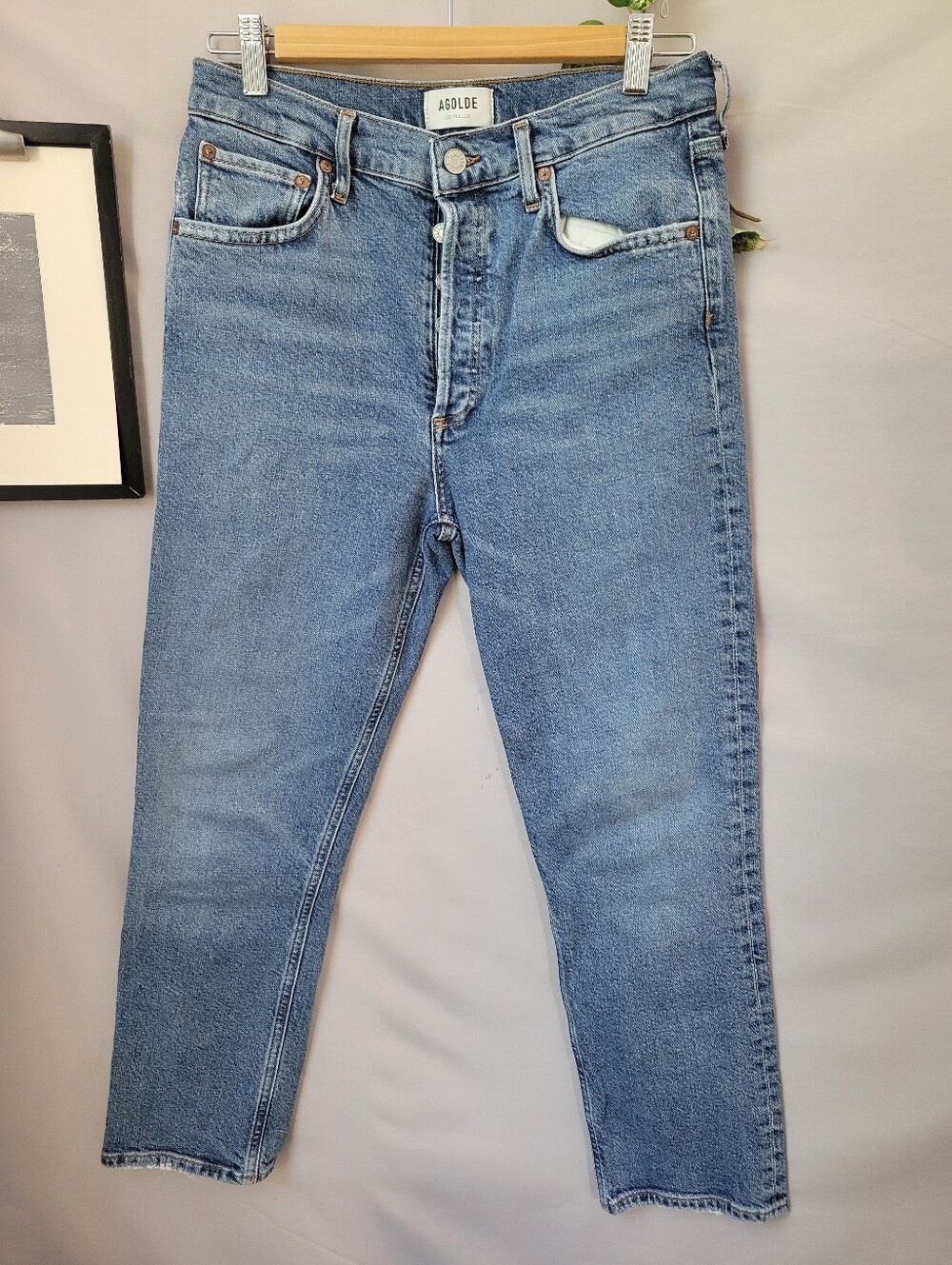 AGolde Riley High Rise Straight Crop Denim Jeans 28